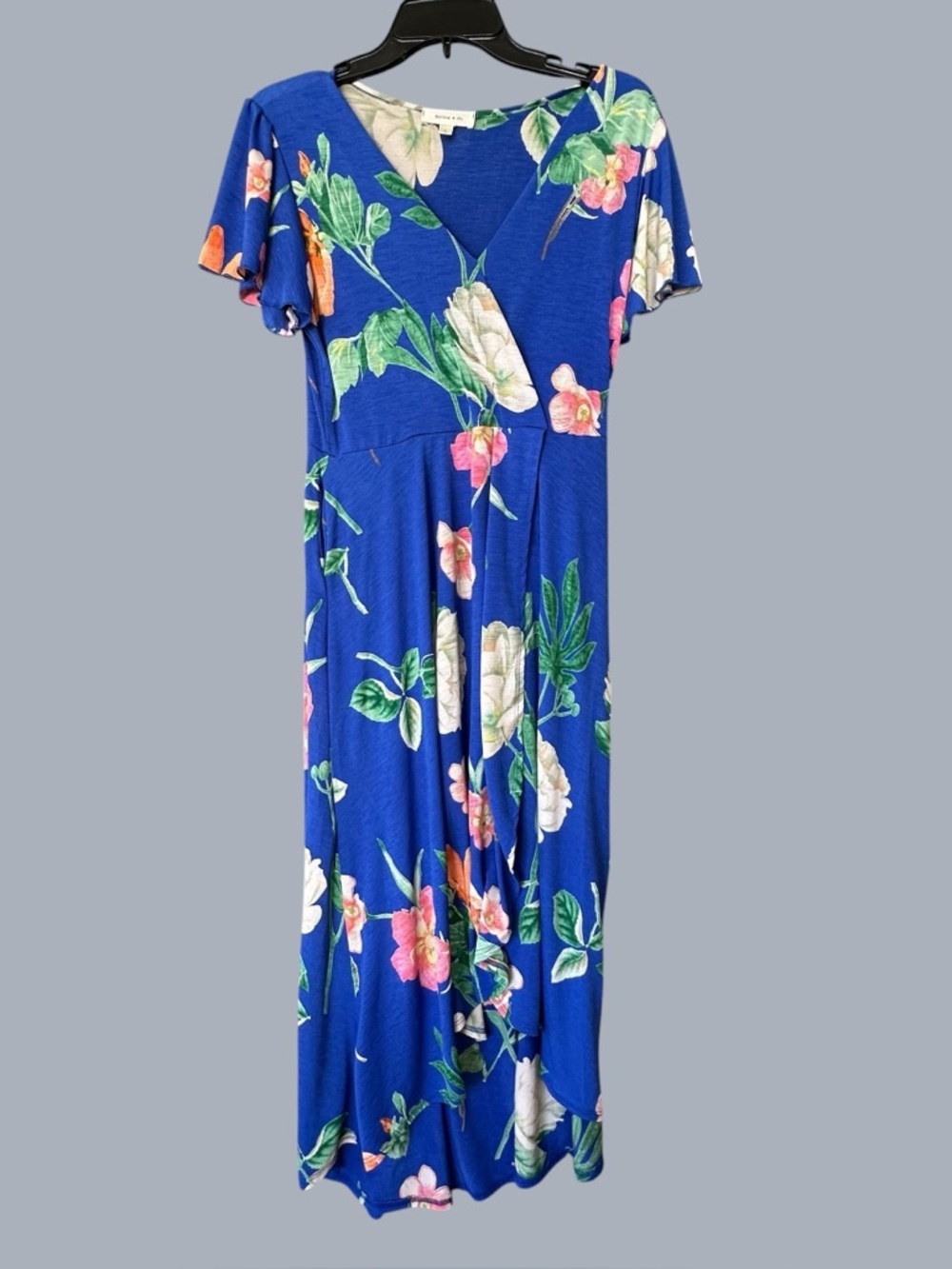 Blue Floral Boho V-Neck Maxi Dress